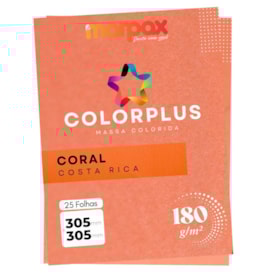 Papel Color Plus 180g 305X305mm Coral Costa Rica com 25fls