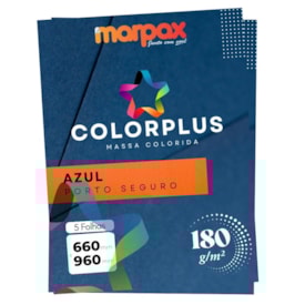 Papel Color Plus 180g 66x96cm Azul Porto Seguro Marpax 5fls