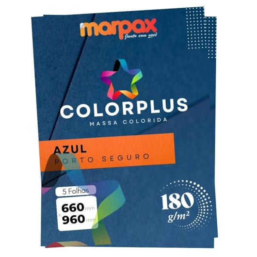 Papel Color Plus 180g 66x96cm Azul Porto Seguro Marpax 5fls