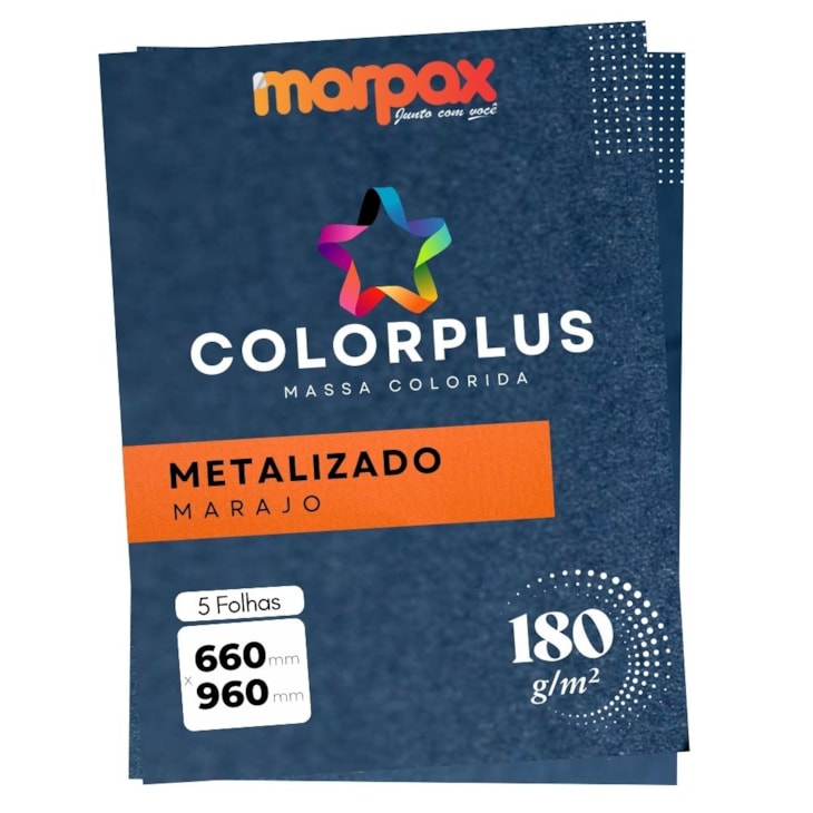 Papel Color Plus 180g 66x96cm Metalizado Marajo Marpax 5fls