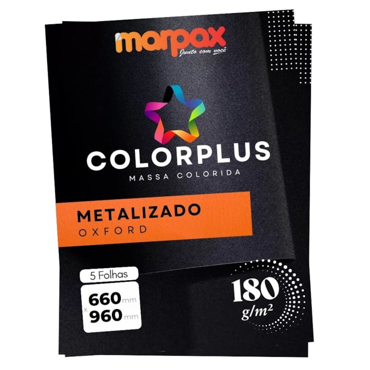 Papel Color Plus 180g 66x96cm Metalizado Oxford Marpax 5fls