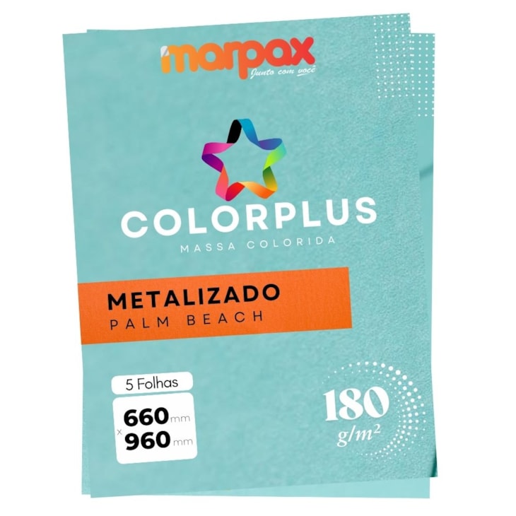 Papel Color Plus 180g 66x96cm Metalizado Palm Beach Marpax 5fls