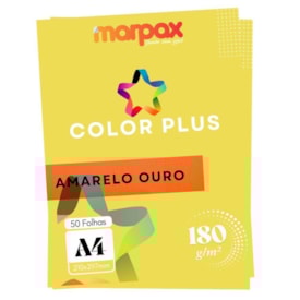 Papel Color Plus 180g A4 210x297mm Amarelo Ouro Marpax 50un