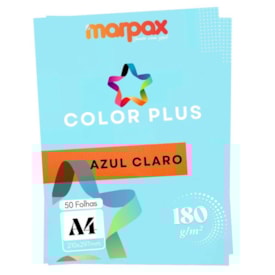 Papel Color Plus 180g A4 210x297mm Azul Claro Marpax 50un