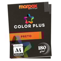 Papel Color 180g A4 210x297mm Preto Marpax 50un