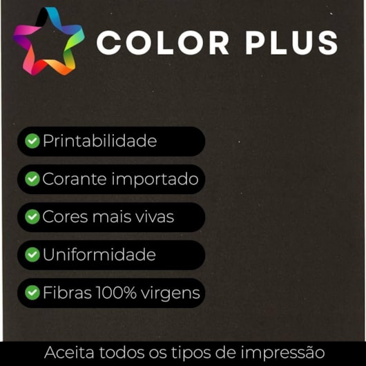 Papel Color Plus 180g A4 210x297mm Preto Marpax 50un