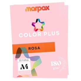 Papel Color Plus 180g A4 210x297mm Rosa Marpax com 50un