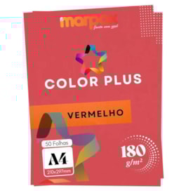 Papel Color Plus 180g A4 210x297mm Vermelho Marpax 50un