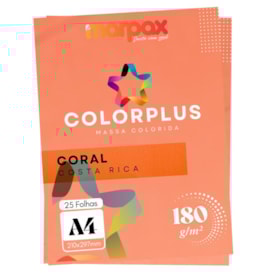 Papel Color Plus 180g A4 Coral Costa Rica Marpax com 25fls