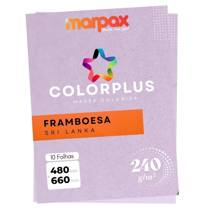 Papel Color Plus 240g 480x660mm Framboesa Sri Lanka Marpax 10fls