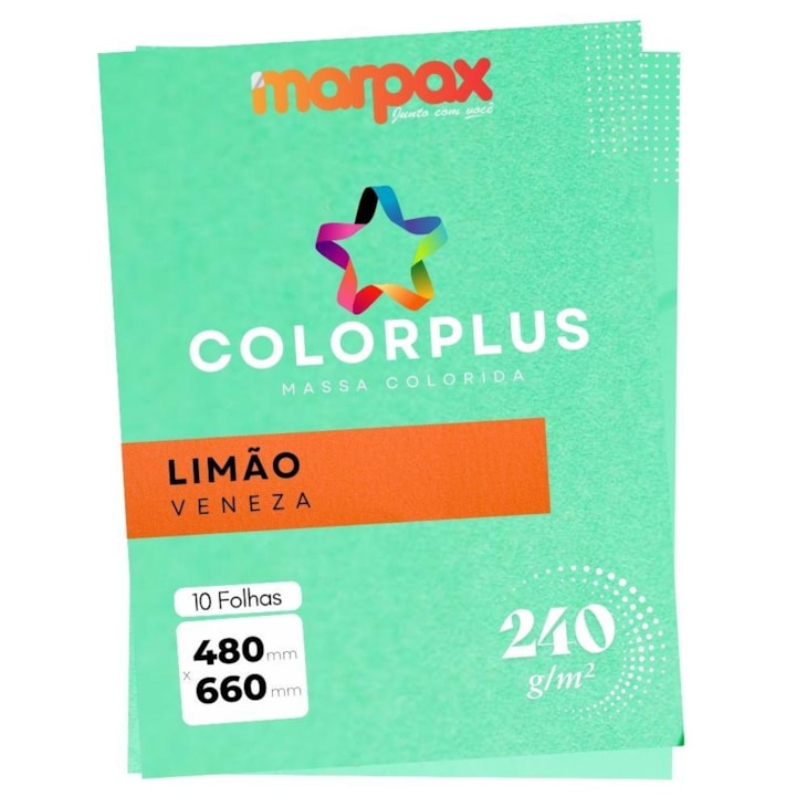 Papel Color Plus 240g 480X660mm Limão Veneza Marpax 10fls