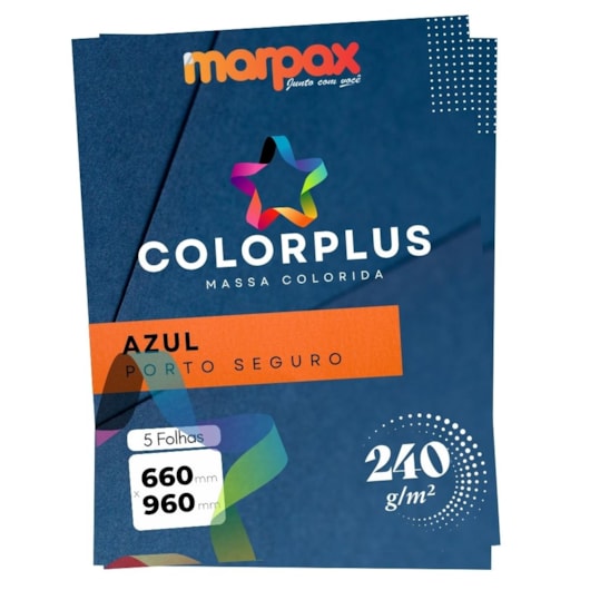 Papel Color Plus 240g 66x96cm Azul Porto Seguro Marpax 5fls