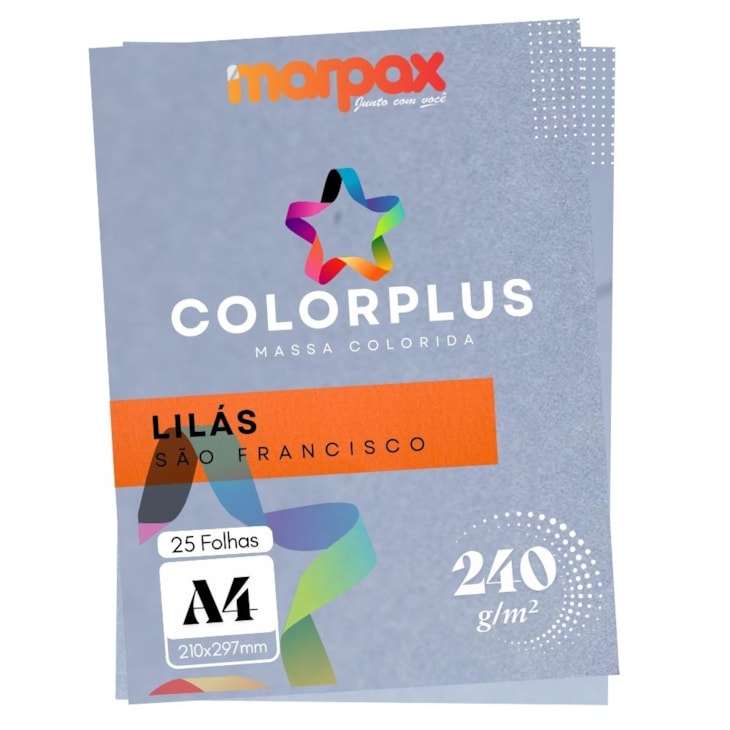 Papel Color Plus 240g A4 210x297mm Lilás São Francisco Marpax 25fls