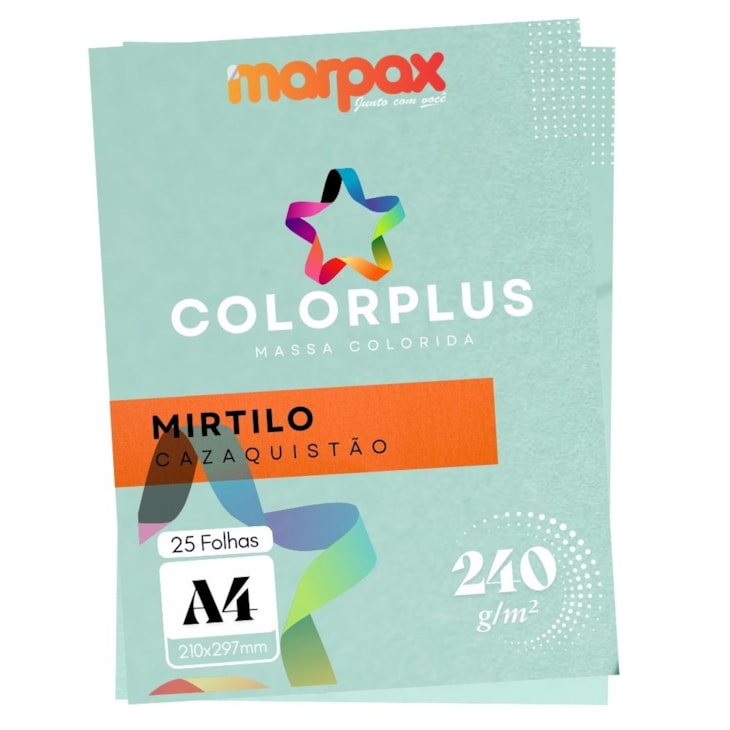 Papel Color Plus 240g A4 Mirtilo Cazaquistão Marpax 25fls