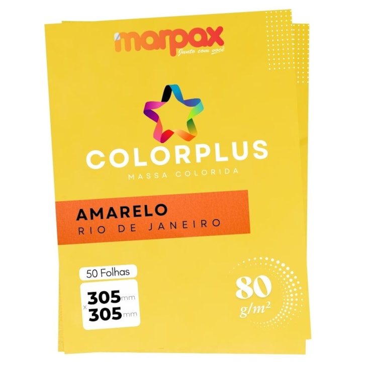 Papel Color Plus 80g 305x305mm Amarelo Rio de Janeiro Marpax 50fls