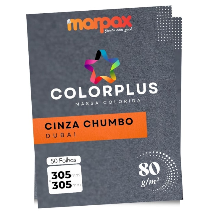 Papel Color Plus 80g 305x305mm Cinza Chumbo Dubai Marpax 50fls