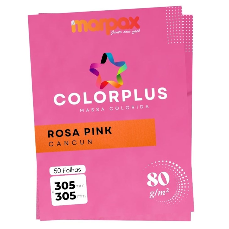 Papel Color Plus 80g 305x305mm Rosa Pink Cancun Marpax 50fls