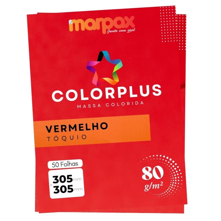 Papel Color Plus 80g 305x305mm Vermelho Tóquio Marpax 50fls