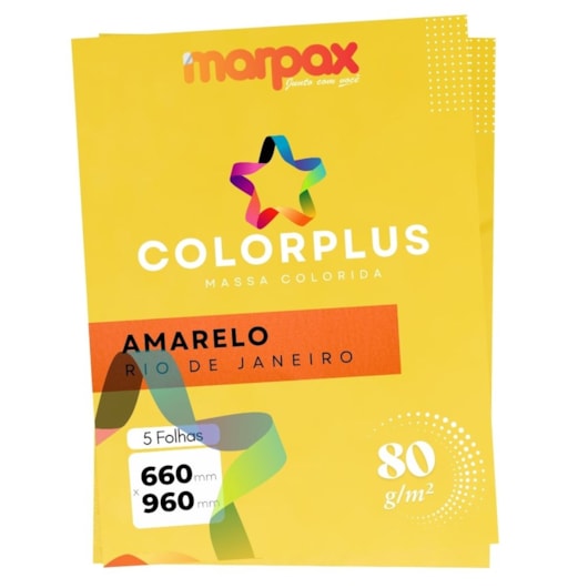 Papel Color Plus 80g 66x96cm Amarelo Rio de Janeiro Marpax 5fls
