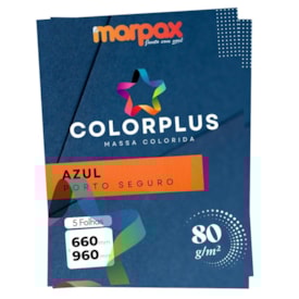Papel Color Plus 80g 66x96cm Azul Porto Seguro Marpax 5fls