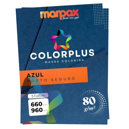 Papel Color Plus 80g 66x96cm Azul Porto Seguro Marpax 5fls