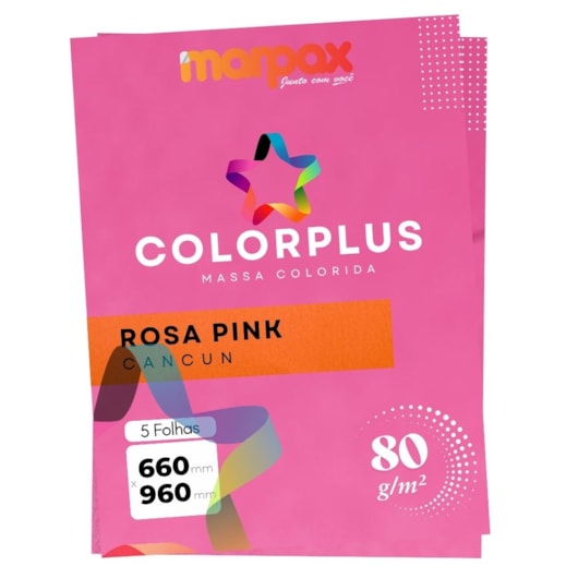Papel Color Plus 80g 66x96cm Rosa Pink Cancun Marpax 5fls