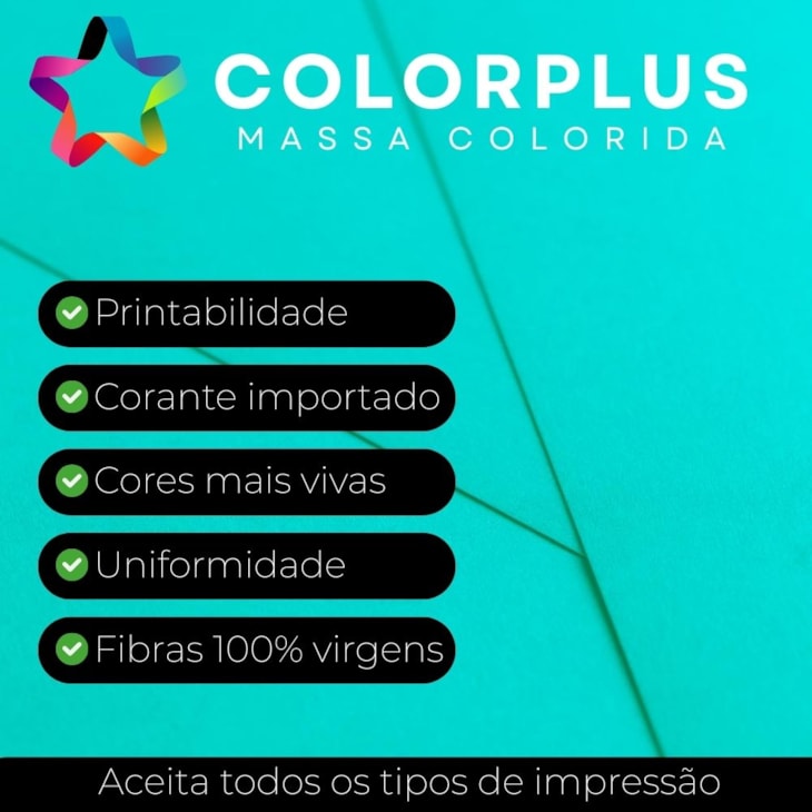 Papel Color Plus 80g A4 210x297mm Verde Tiffany Aruba Marpax 50fls
