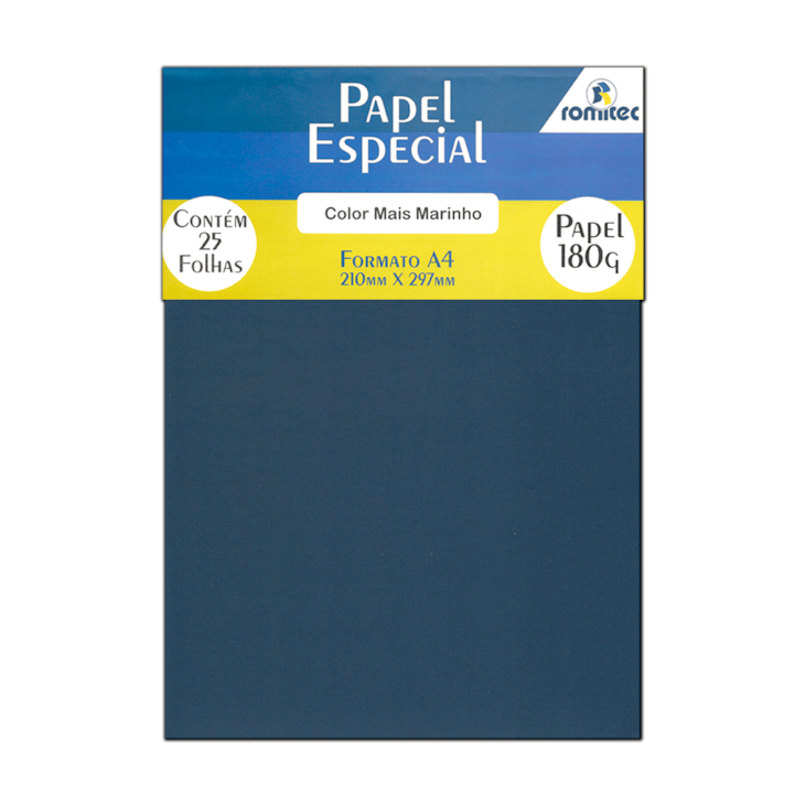 Papel Color Plus Azul Marinho A4 210x297mm 180g Romitec 25Fls