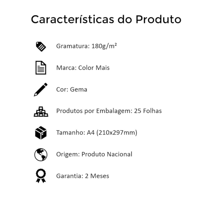 Papel Color Plus Gema A4 210x297mm 120g Romitec 25Fls