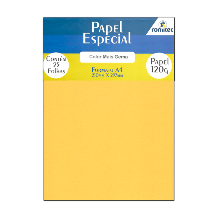 Papel Color Plus Gema A4 210x297mm 120g Romitec 25Fls