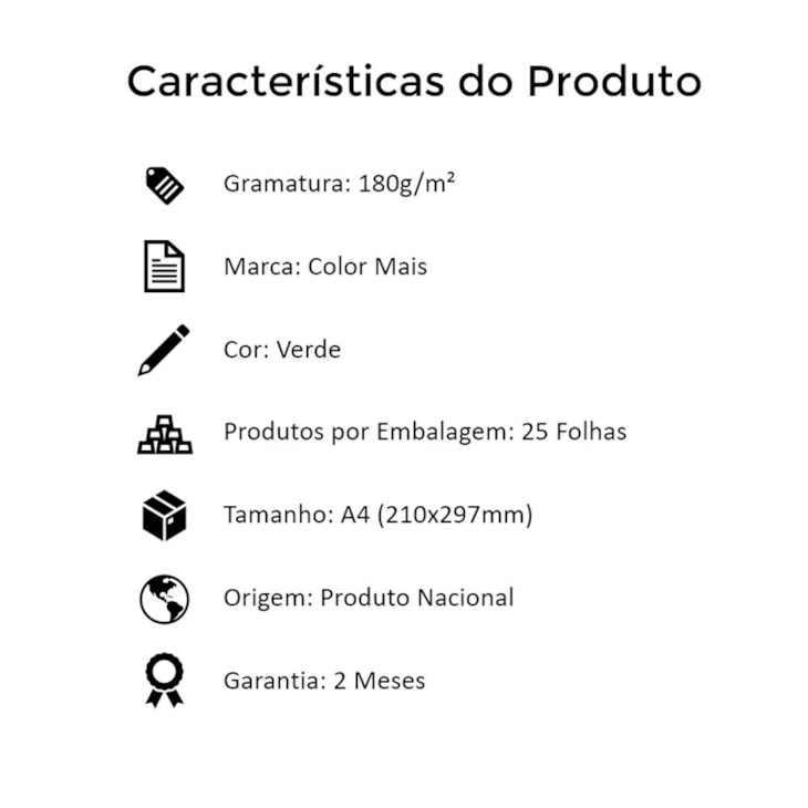 Papel Color Plus Verde A4 210x297mm 120g Romitec 25Fls