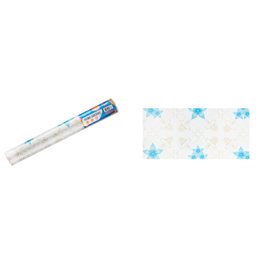 Papel de Parede Flores Azul Adesivo 80mic 45cmx10 metros