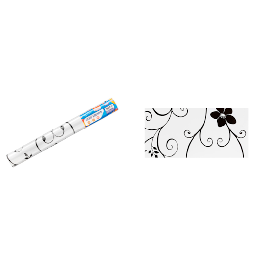 Papel de Parede Flores Preta Adesivo 80mic 45cmx10 metros