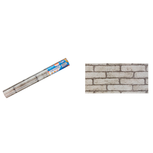 Papel de Parede Tijolo Cinza Adesivo 80mic 45cmx10 metros