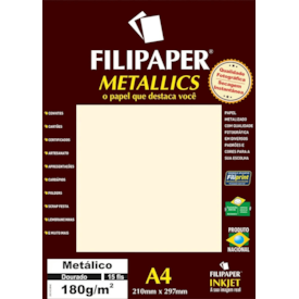 Papel Dourado Metalizado A4 210x297mm 180g Filipaper 15 folhas