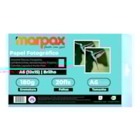 Papel Fotográfico 10X15 Brilhante Glossy 180g Marpax 20fls