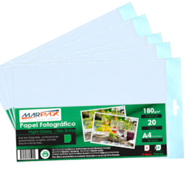 Papel Fotográfico 180g Brilhante A4 210X297mm Marpax 100fls