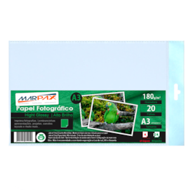 Papel Fotográfico A3 180g Brilhante 297X420mm Marpax 20fls