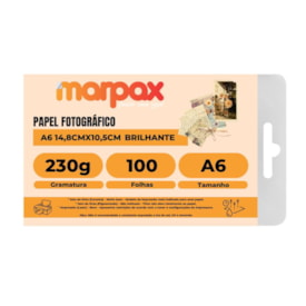 Papel Fotográfico A6 Brilhante Glossy 230g Marpax 100fls