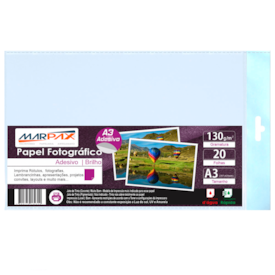 Papel Fotográfico Adesivo 130g A3 297X420mm Marpax 20fls
