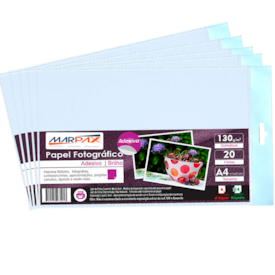 Papel Fotográfico Adesivo 130g A4 210X297mm Marpax 400fls