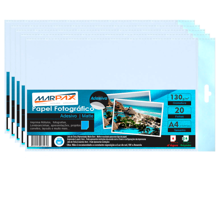 Papel Fotográfico Adesivo Fosco Matte 130g A4 Marpax 1000Fls