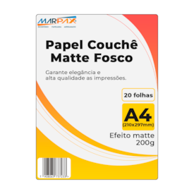 Papel Fotográfico Couchê Matte Fosco A4 200g Marpax 20fls