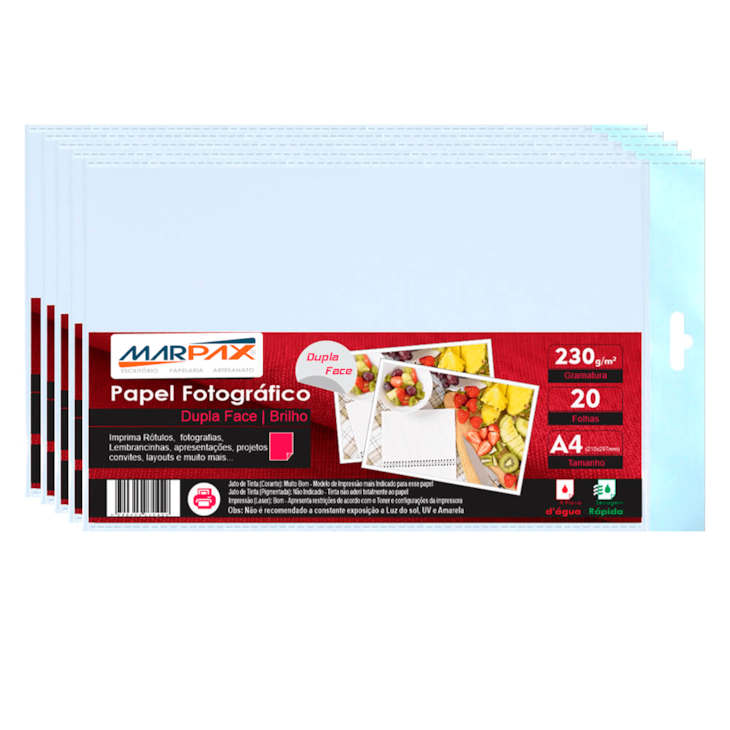 Papel Fotográfico Dupla Face 230g A4 210x297 Marpax 1000Fls