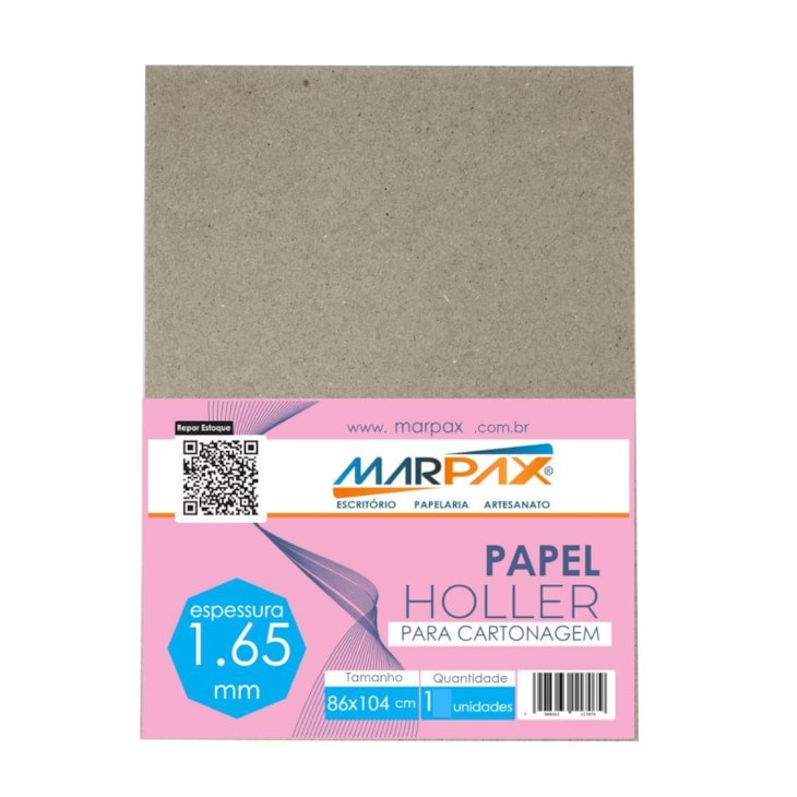 Papel Holler para cartonagem 1,65mm 86x104cm Marpax 01un