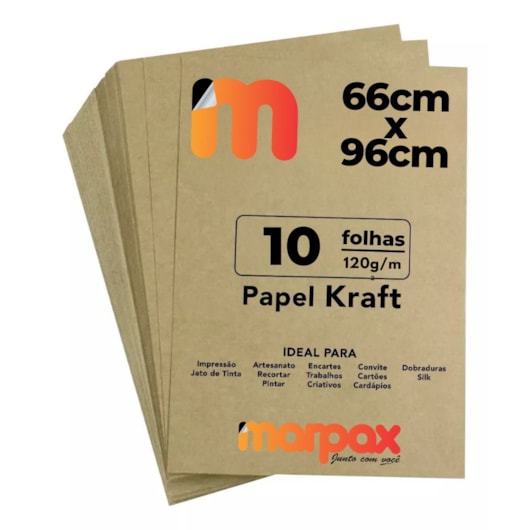 Papel Kraft 66x96cm 120g Alta Qualidade Marpax 10 folhas