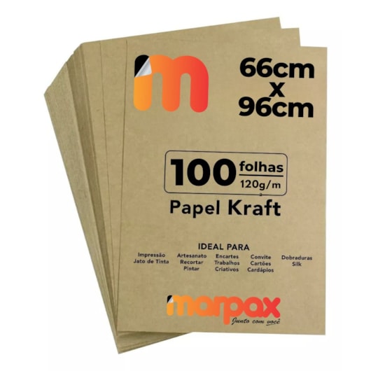 Papel Kraft 66x96cm 120g Alta Qualidade Marpax 100 folhas