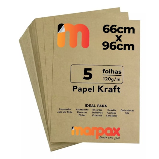 Papel Kraft 66x96cm 120g Alta Qualidade Marpax 5 folhas
