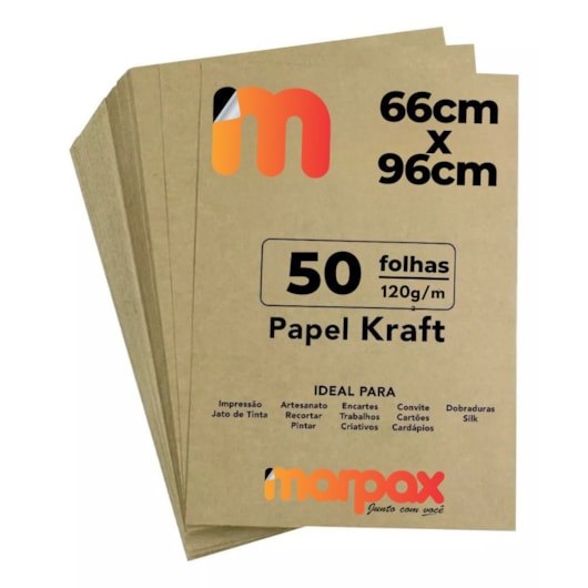 Papel Kraft 66x96cm 120g Alta Qualidade Marpax 50 folhas