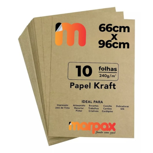 Papel Kraft 66x96cm 240g Alta Qualidade Marpax 10 folhas